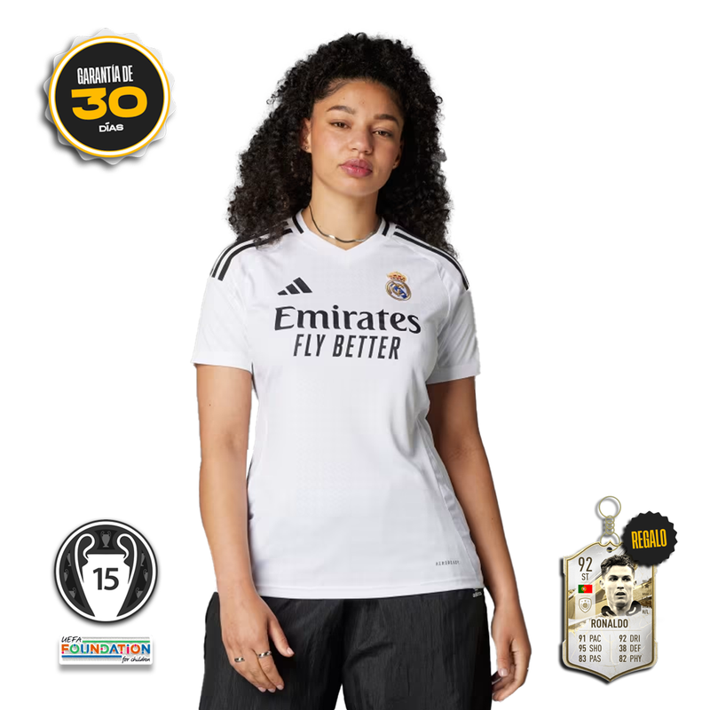 Camiseta Real Madrid Primera Equipación Blanca Mujer 24/25 + 5 REGIL 🎁