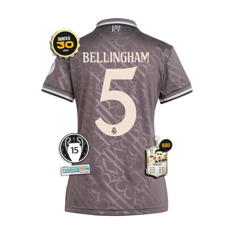 #5 BELLINGHAM Camiseta Real Madrid Femenina Tercera Equipación 24/25 + 5 REGALOS 🎁