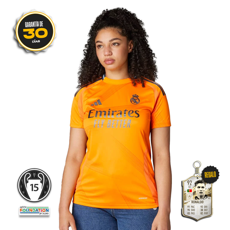 Camiseta Real Madrid Femenina Segunda Equipación Naranja 24/25 + 5 REGALOS 🎁