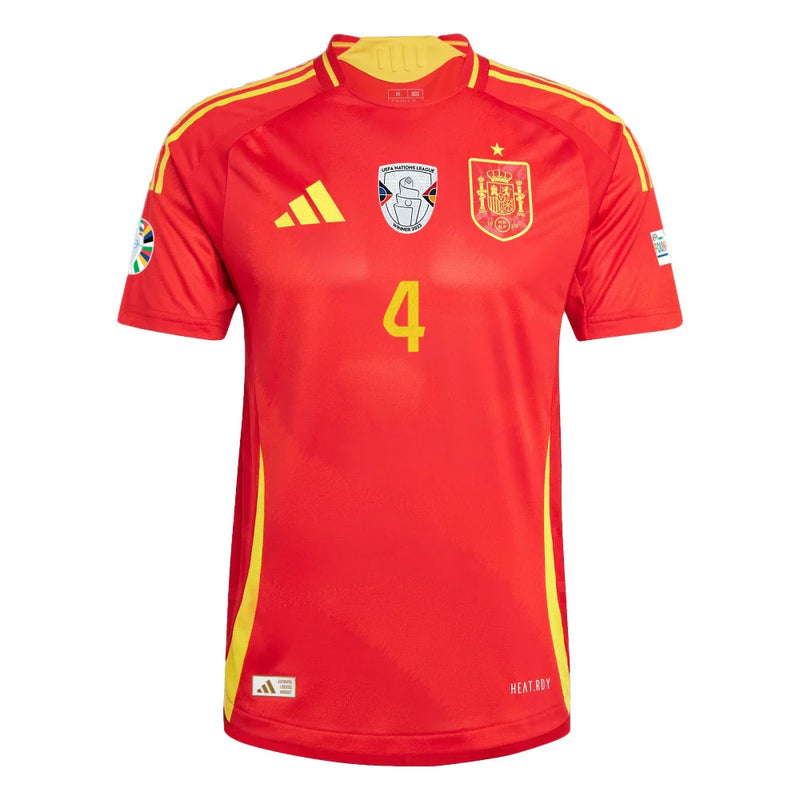 Martín Zubimendi 4 Camiseta de España Parche Euro y Fundación 2024 - Escarlata