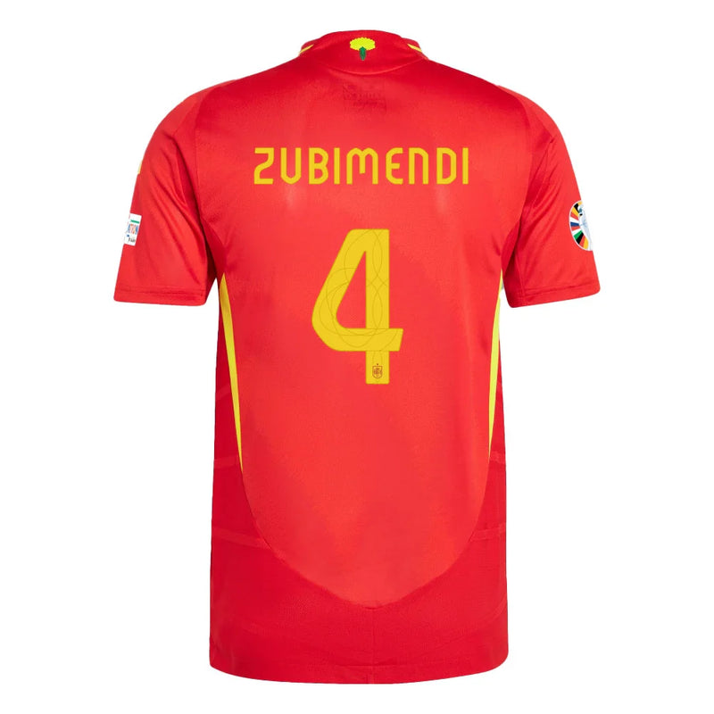 Martín Zubimendi 4 Camiseta de España Parche Euro y Fundación 2024 - Escarlata