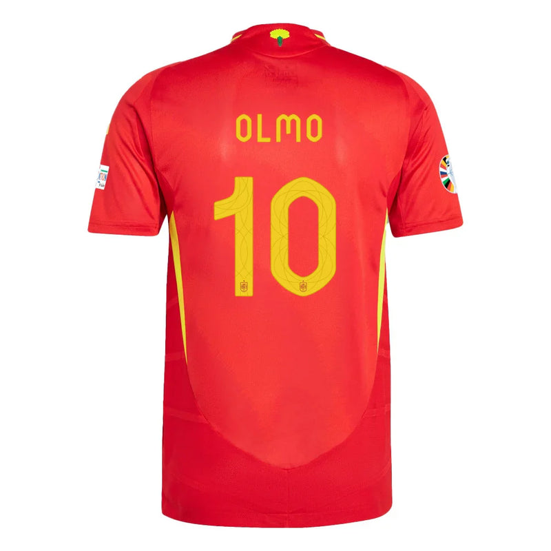 Dani Olmo 10 Camiseta de España Parche Euro y Fundación 2024 - Escarlata