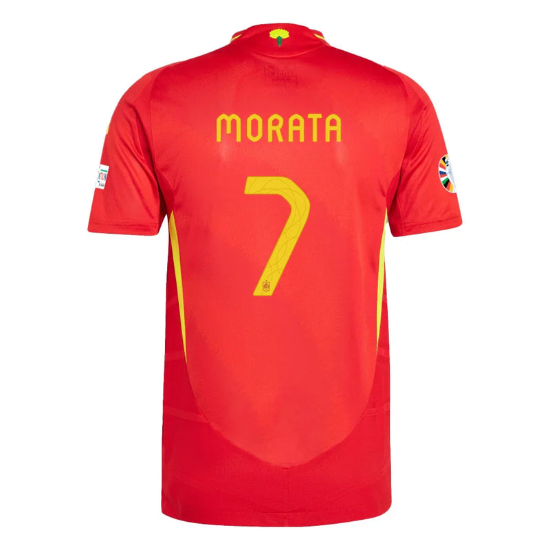 Álvaro-Morata-7-Camiseta-de-España-Parche-Euro-y-Fundación-2024-Escarlata-3