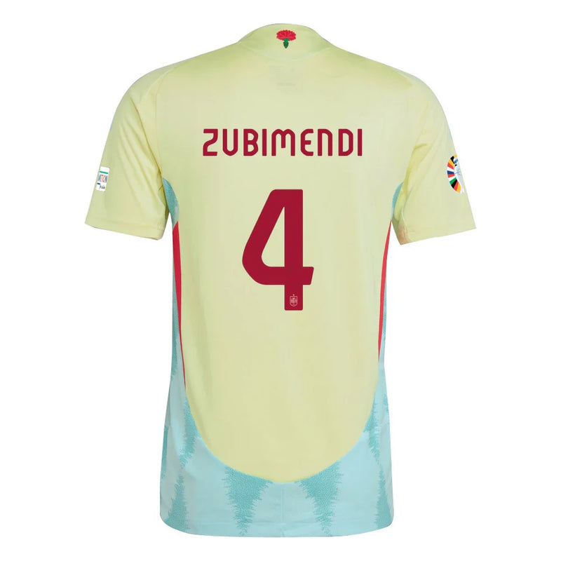 Martín Zubimendi 4 Camiseta De Visitante De España Parche Euro y Fundación 2024 - Amarillo