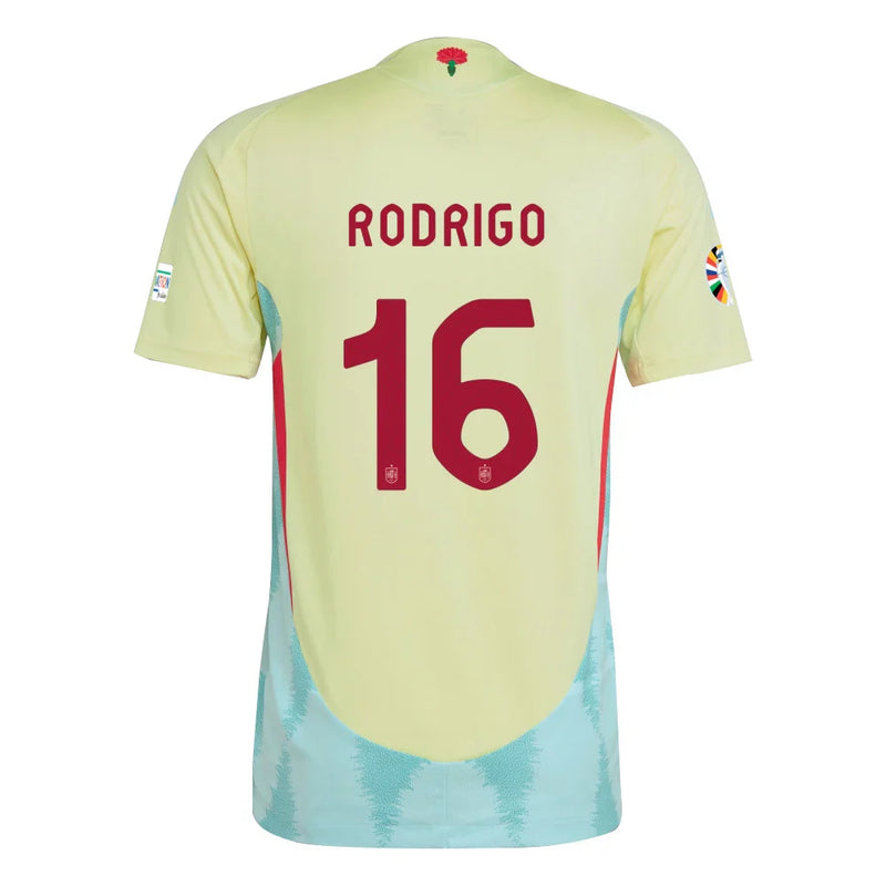 Rodrigo 16 Camiseta De Visitante De España Parche Euro y Fundación 2024 - Amarillo