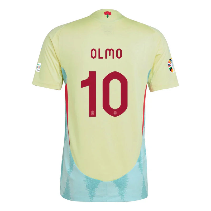 Dani Olmo 10 Camiseta De Visitante De España Parche Euro y Fundación 2024 - Amarillo