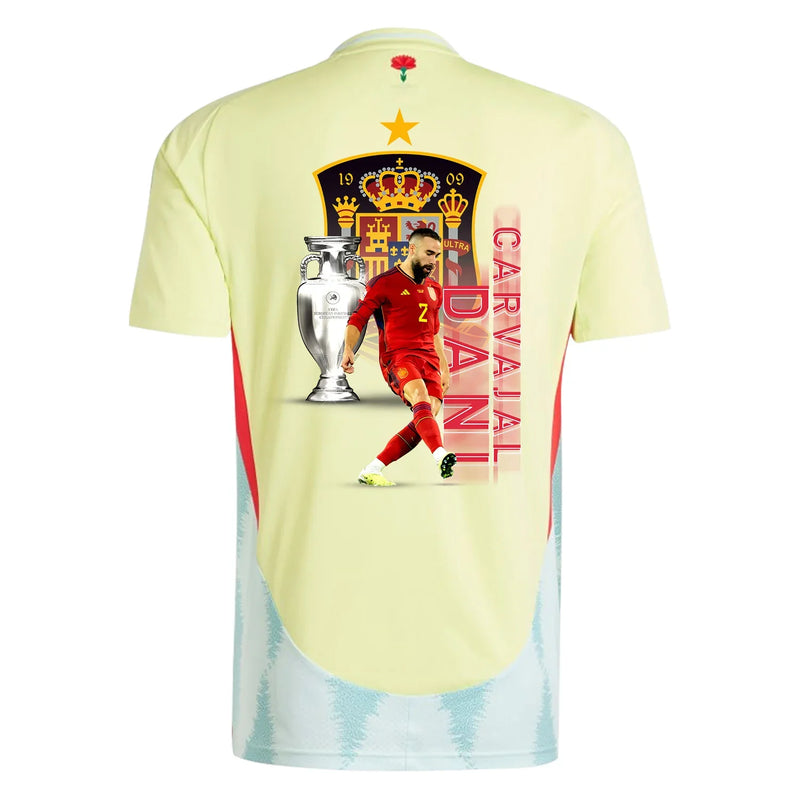 Dani Carvajal 2 España La Roja Camiseta Visitante Arte de Fan - Hombre