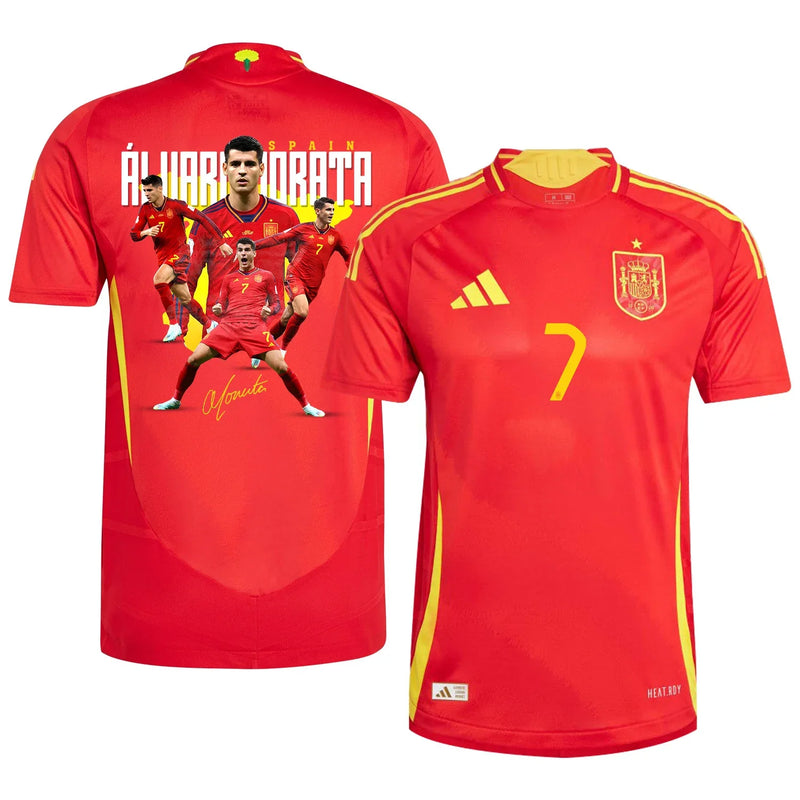 Alvaro Morata 7 España Camiseta Local Diseño Firmado - Hombre