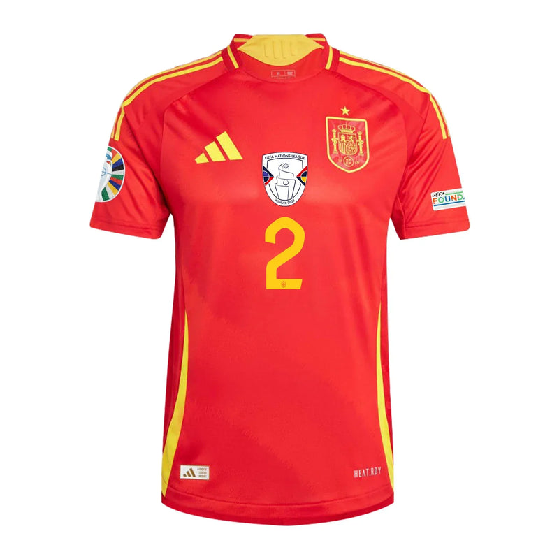 Dani Carvajal 2 Camiseta de Local de España 2024 Arte de Aficionados Parche de la Eurocopa y Fundación - Hombre