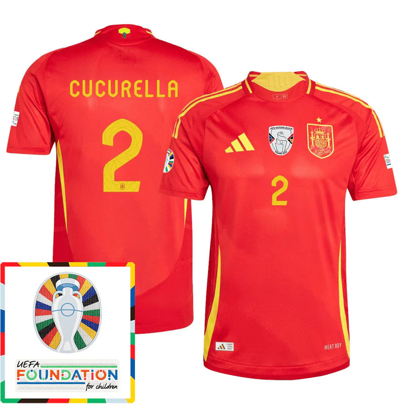 Marc Cucurella 2 Camiseta de España Parche Euro y Fundación 2024 - Escarlata