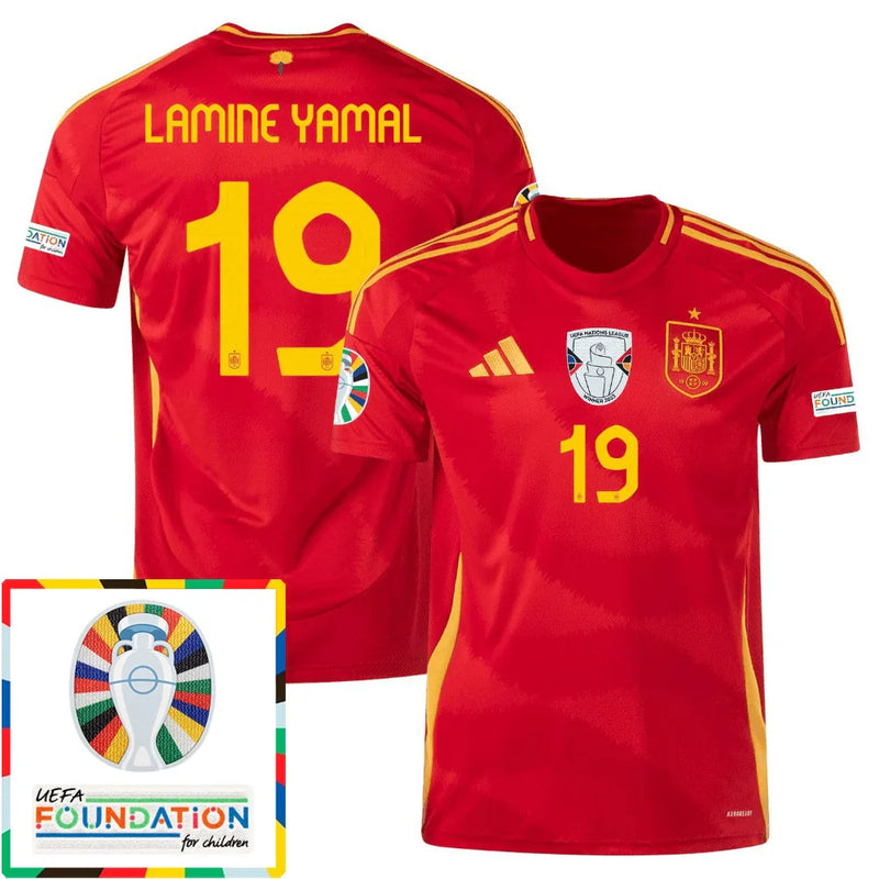 Lamine Yamal 19 Camiseta de local de la Selección Nacional de España 2024 para Hombre - Escarlata