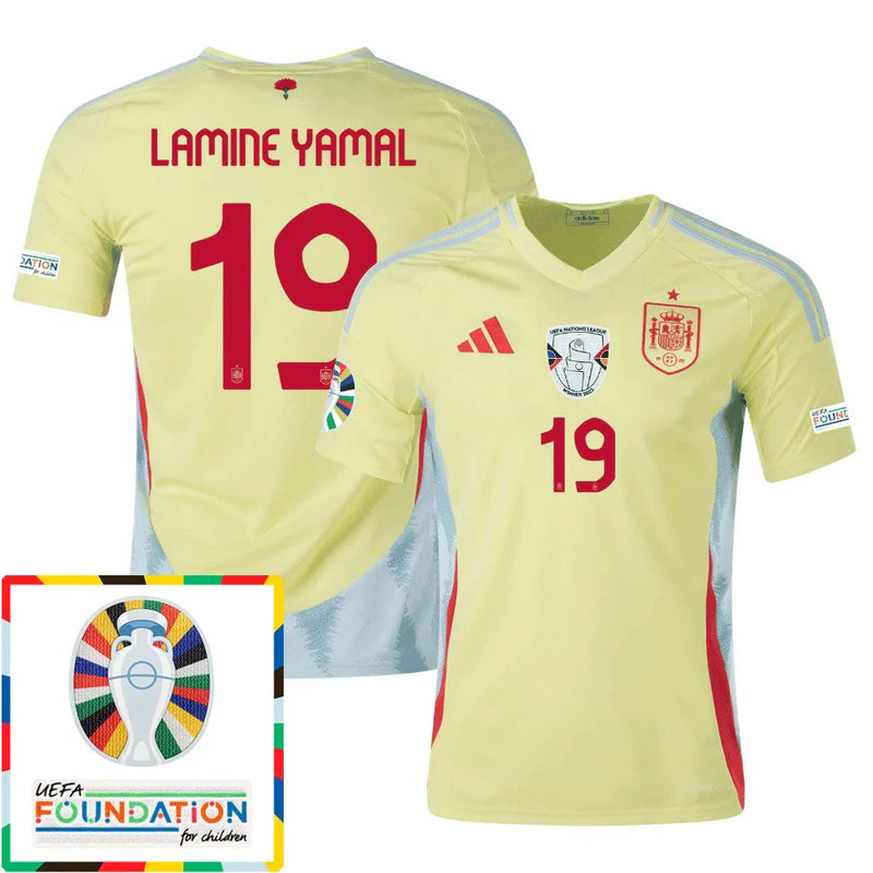 Lamine Yamal 19 Camiseta de la Selección Nacional de España 2024 de Visitante para Hombre - Amarillo