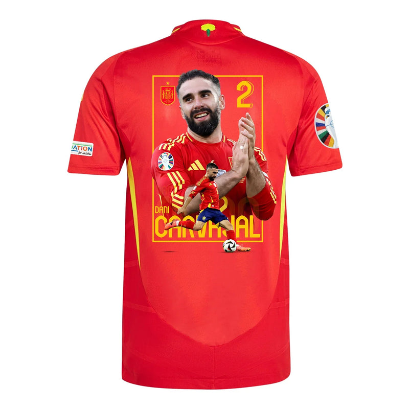 Dani Carvajal 2 Camiseta de Local de la Selección Nacional de España 2024/25 con Parche de la Eurocopa y Fundación - Hombre