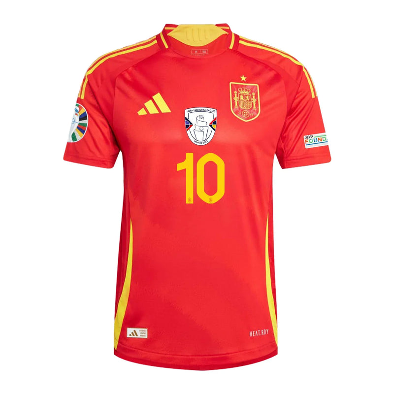 Dani Olmo 10 Camiseta de Local de la Selección Nacional de España 2024/25 con Parche de la Eurocopa y Fundación - Hombre