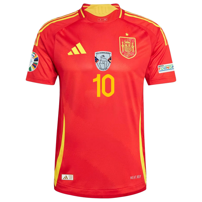 Dani Olmo 10 La Roja Camiseta de Local de España Parche de la Eurocopa y Fundación - Hombre