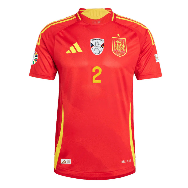 Dani Carvajal 2 Camiseta de España Parche Euro y Fundación 2024 - Escarlata