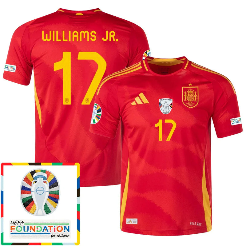 Nico Williams 17 Camiseta de local de la Selección Nacional de España 2024 para Hombre - Escarlata