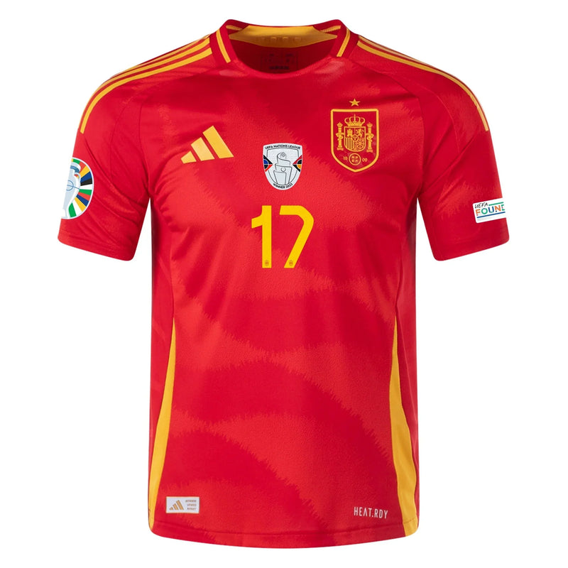 Nico Williams 17 Camiseta de local de la Selección Nacional de España 2024 para Hombre - Escarlata