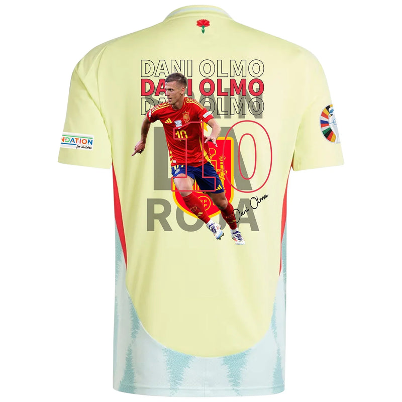 Dani Olmo 10 España De Fútbol Camiseta Parche de la Eurocopa y Fundación De Visitante - Hombre