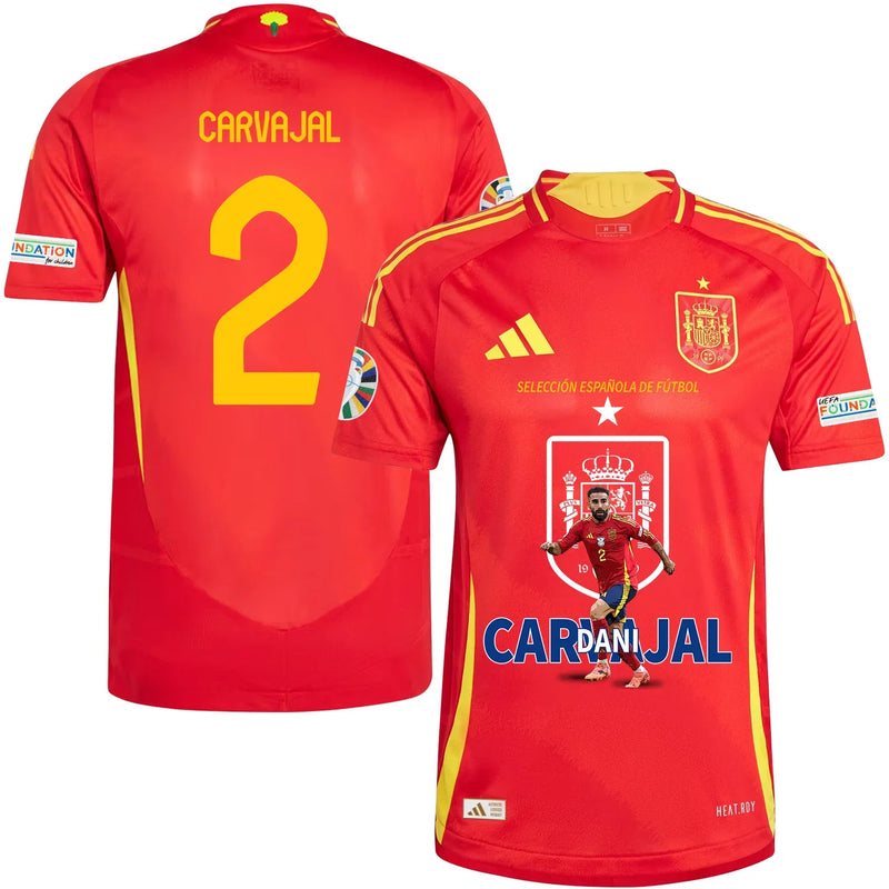 Dani Carvajal 2 Camiseta de local de la selección nacional de España 2024/25 para hombre - roja