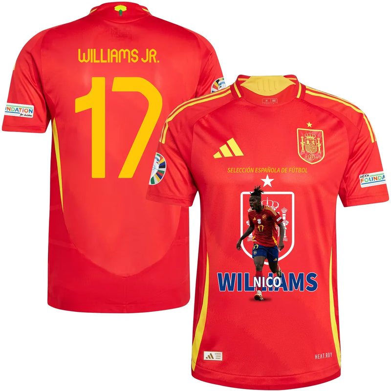 Nico Williams 17 Camiseta de local de la selección nacional de España 2024/25 para hombre - roja