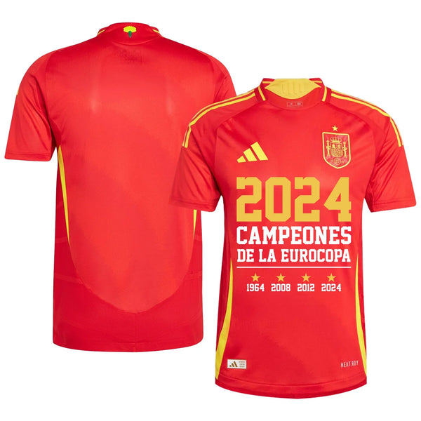 Campeones Camiseta de Local de España 2024 Arte de Aficionados Parche de la Eurocopa y Fundación - Hombre