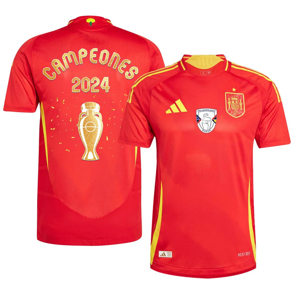 Campeones UEFA Euro 2024 Camiseta de Local de España 2024 Parche de la Eurocopa y Fundación - Hombre