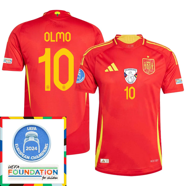 Dani Olmo #10 Camiseta Local España Fútbol Parche Campeones Euro 2024 - Hombre