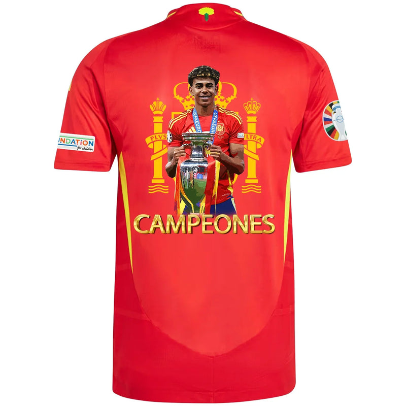 Lamine Yamal 19 España Eurocopa Campeones Camiseta Parche de la Eurocopa y Fundación De Local - Hombre