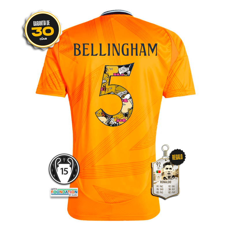 #5 BELLINGHAM Camiseta Real Madrid Segunda Equipación Naranja USA TOUR + 5 REGALOS 🎁