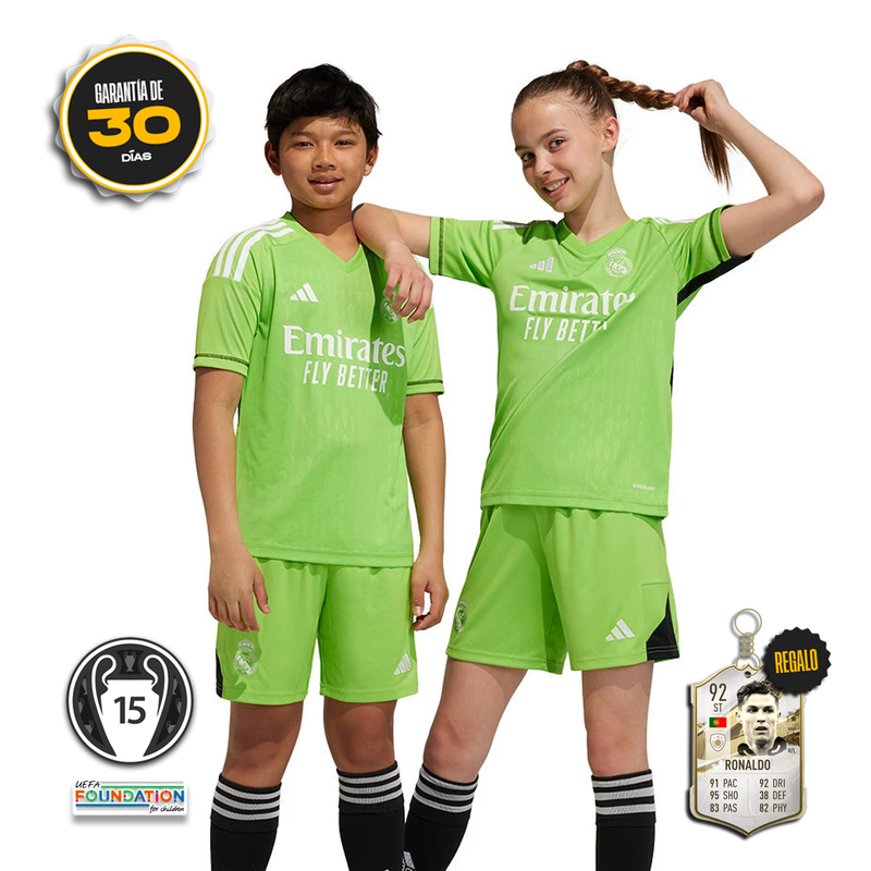 Conjunto Niños Real Madrid Portero Verde Neón 23/24