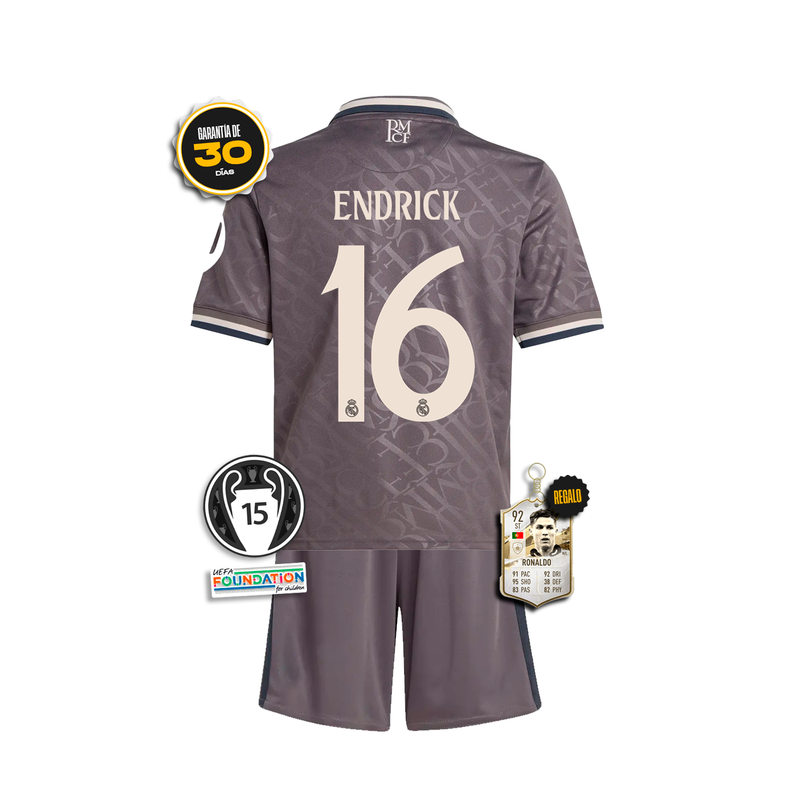 #16 ENDRICK Conjunto Niños Real Madrid Tercera Equipación 2024/25 + 5 REGALOS 🎁