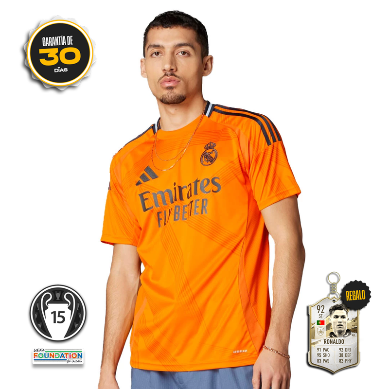 Camiseta Real Madrid Segunda Equipación Naranja 24/25 + 5 REGALOS 🎁