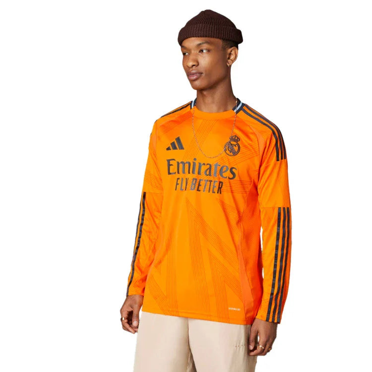 Camiseta Real Madrid Segunda Equipación Naranja 24/25 MANGA LARGA + 5 REGALOS 🎁