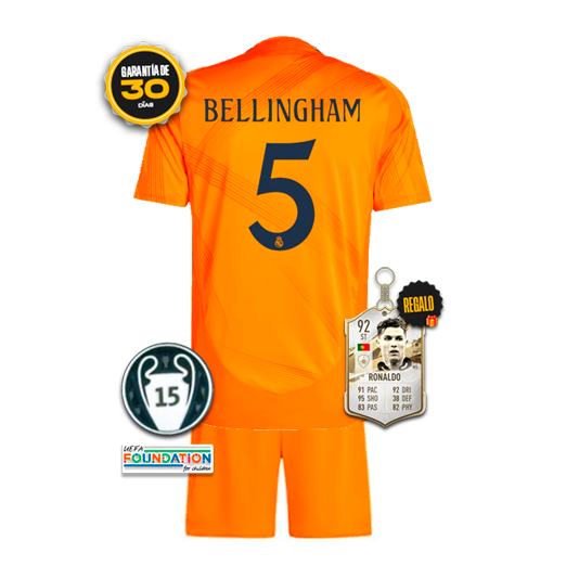 Conjunto Niños Real Madrid Segunda Equipación Naranja