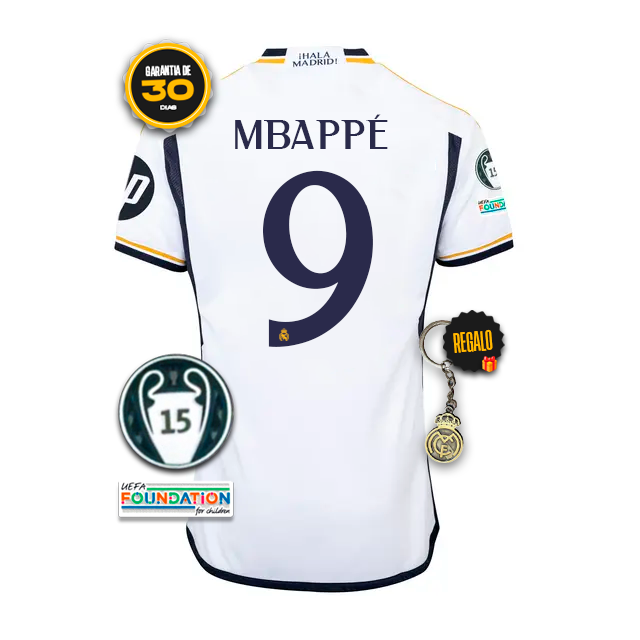 Camiseta Real Madrid Primera Equipación Blanca MBAPPÉ 9 23/24 + 5 REGALOS 🎁