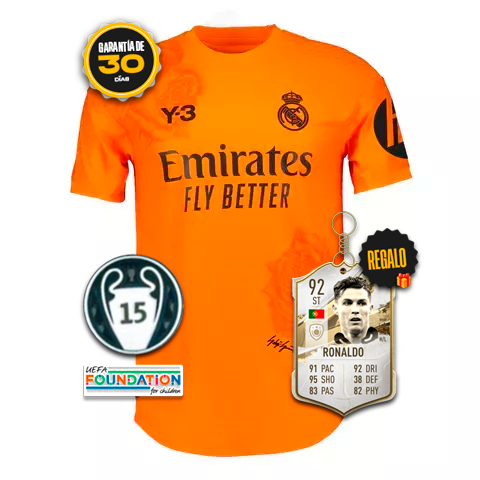 Camiseta Real Madrid 2023/24 Y-3 - Naranja + 5 REGALOS 🎁