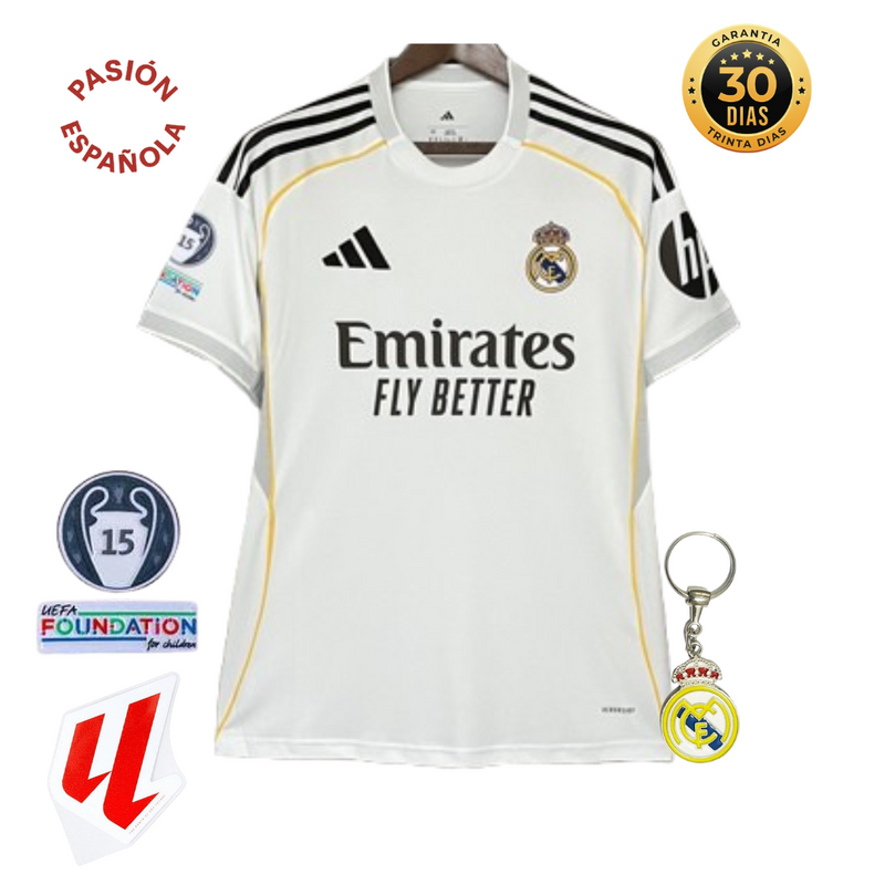 CAMISETA REAL MADRID I 25/26 HOMBRE - CON PARCHES CHAMPIONS LEAGUE - LANZAMIENTO